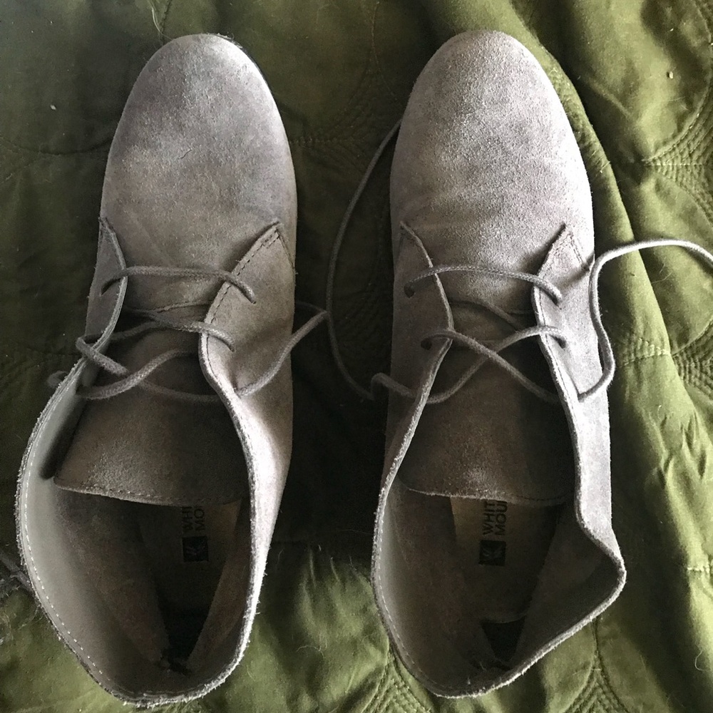 Gray suede ankle boots